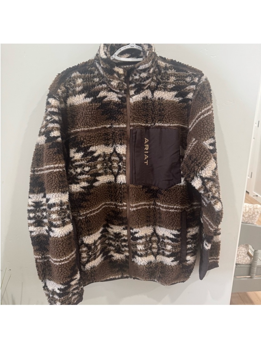 Ariat Brown and Cream Patterned Sherpa Zip Jacket
